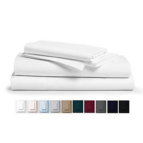 Kemberly Home Collection 800 Thread Count 100% Pure Egyptian Cotton – Sateen Weave Premium Bed Sheets, 4- Piece White King - Size Luxury Sheet Set, Fits mattresses Upto 18” deep Pocket