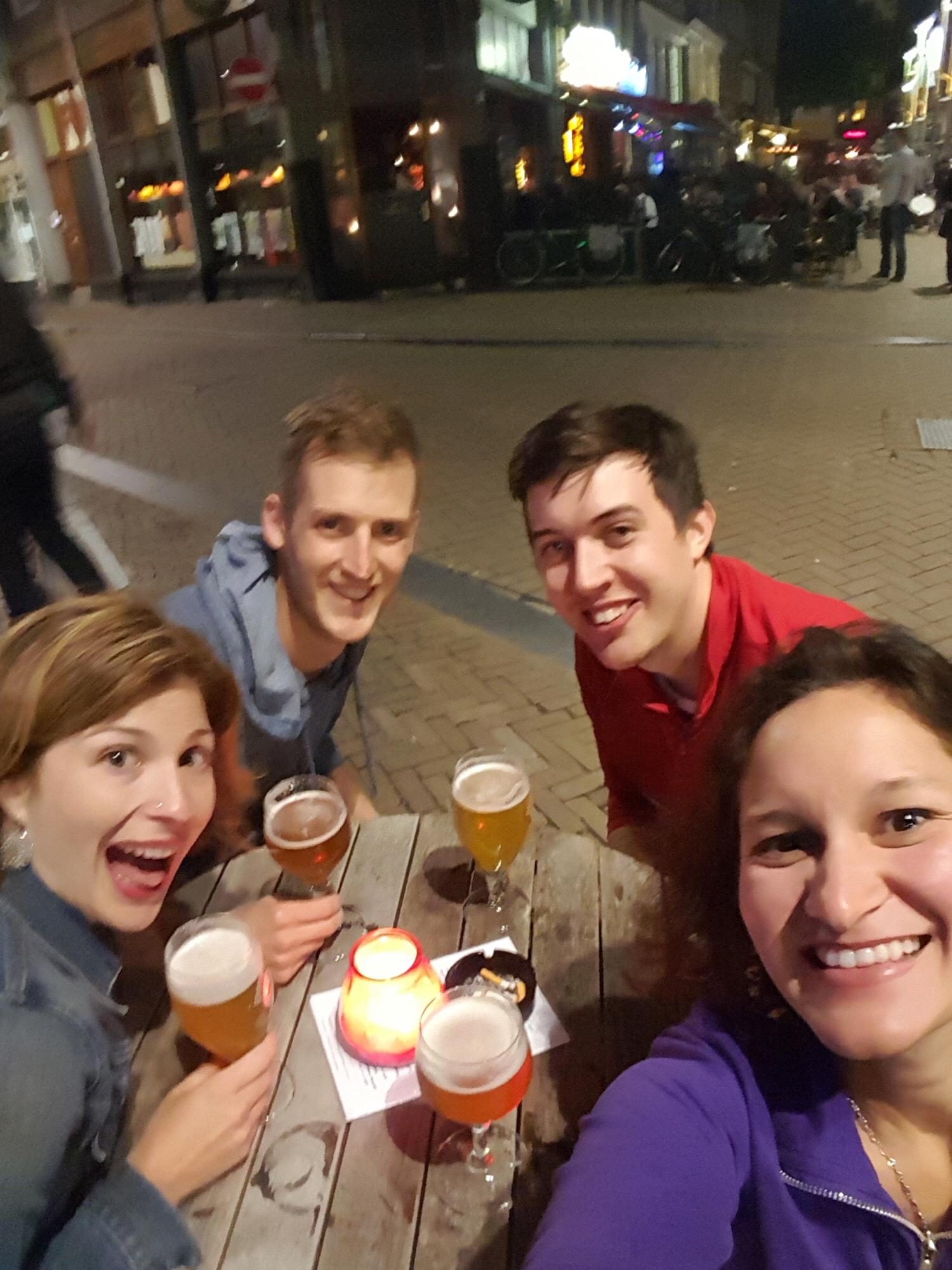 Amsterdam, getting a last couple rounds of drinks before we made our way into the Red Light District!