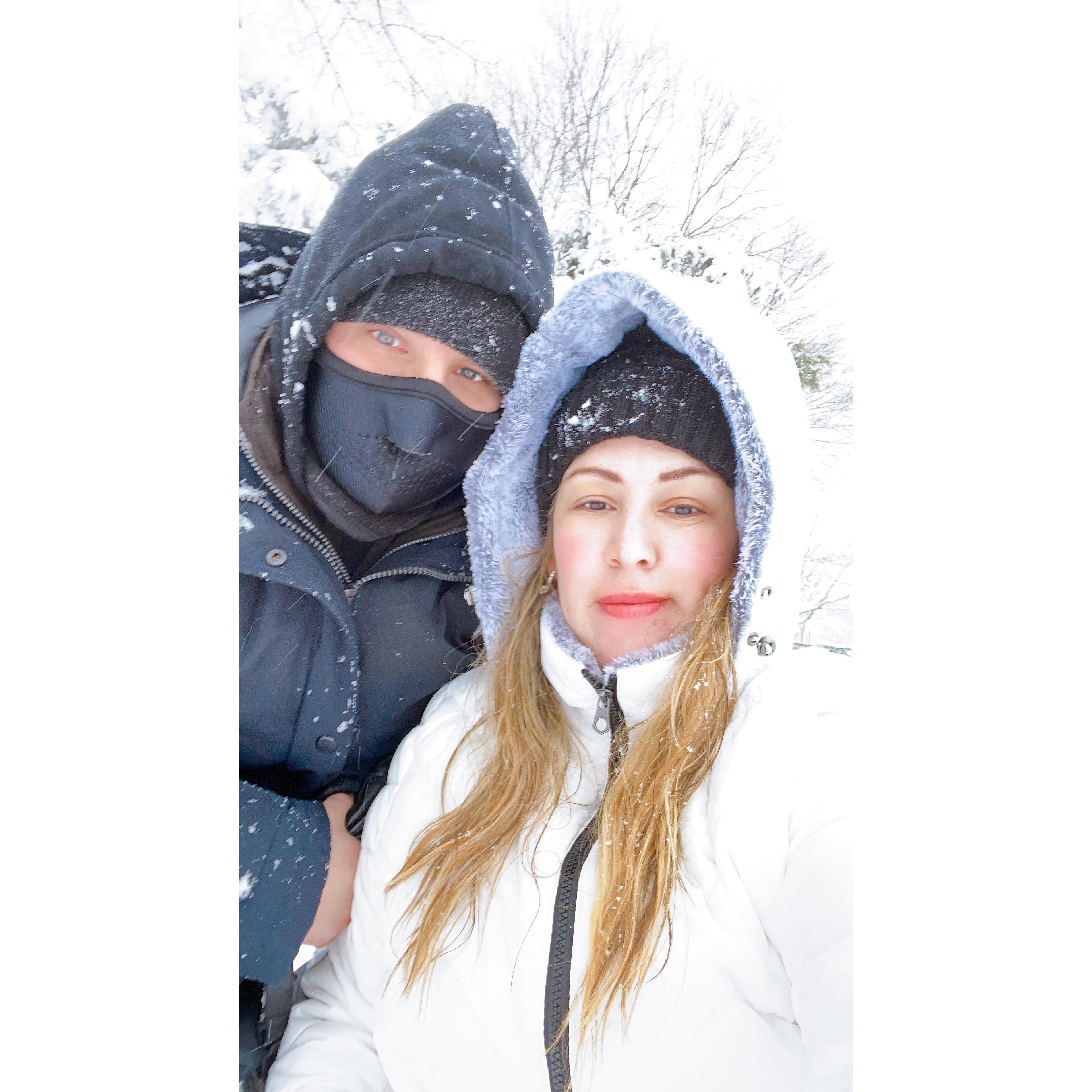 Winter 2021. Snowstorm in New York.