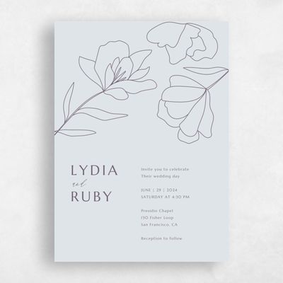 Misty Blue Wedding Invitation - Emeline Bloom