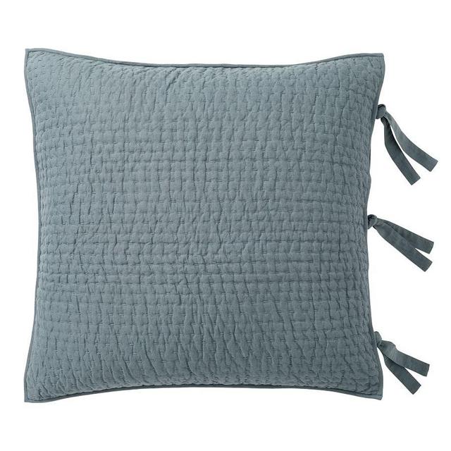 Sonoma Blue Pick-Stitch Cotton/Linen Quilted Sham, Euro