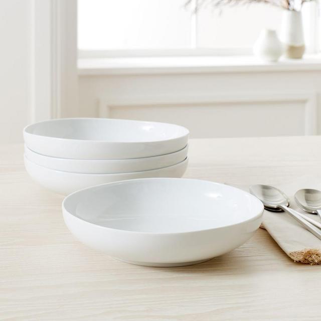 Organic Shaped Low Bowl, Set of 4, White