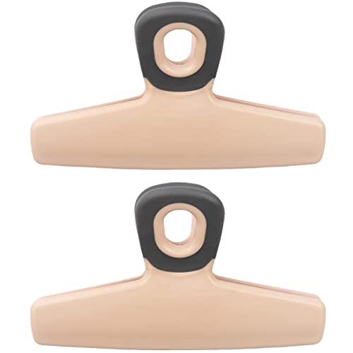 Chip Bag Clips Set of 2 - COOK with COLOR Food Clips, 5 Inches Wide Heavy Duty Chip Clips, Large Bag Clips for Food Storage with Air Tight Seal Grip for Bread Bags, Snack Bags and Food Bags - PINK