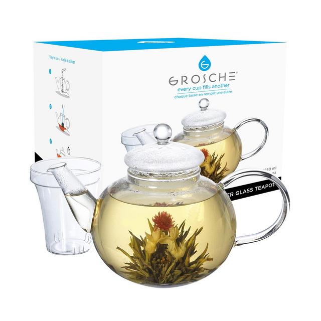 GROSCHE Monaco Glass Teapot with Glass Tea Infuser, 42 fl oz Capacity