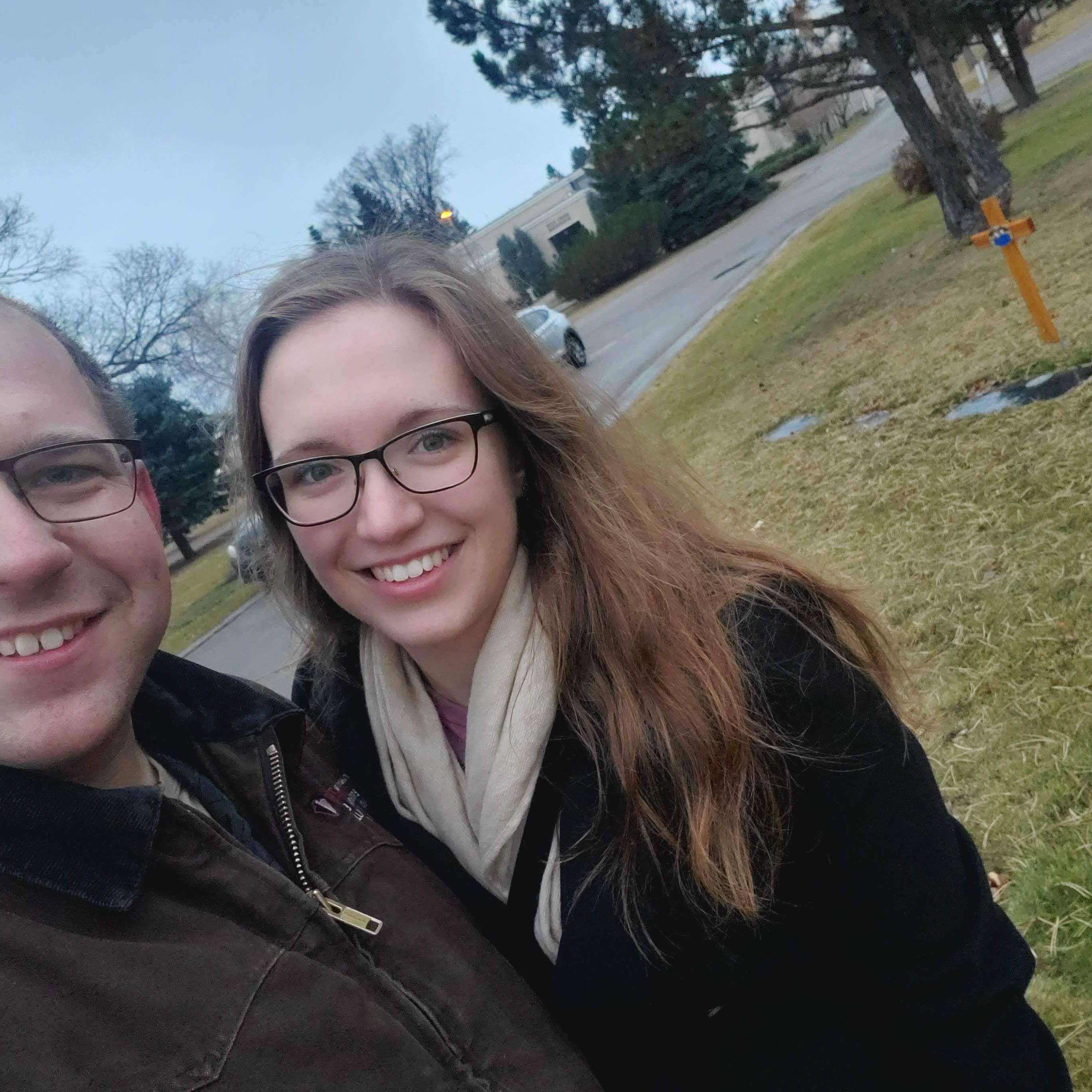 The first time Sarah introduced Adam to her dad, Peter. At Holy Cross Cemetery