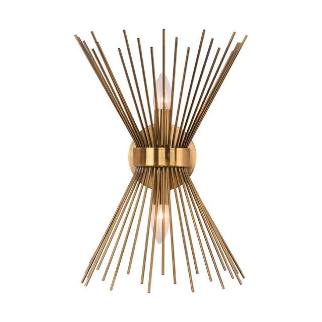 EDISLIVE 2-Light Vanity Light Mid-Century Modern Starburst Wall Sconce Lamp Sunburst Sconce Gold Lamp for Powder Room Bedroom Bathroom