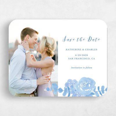 Blue Rounded Wedding Save the Date - Clemson Photo