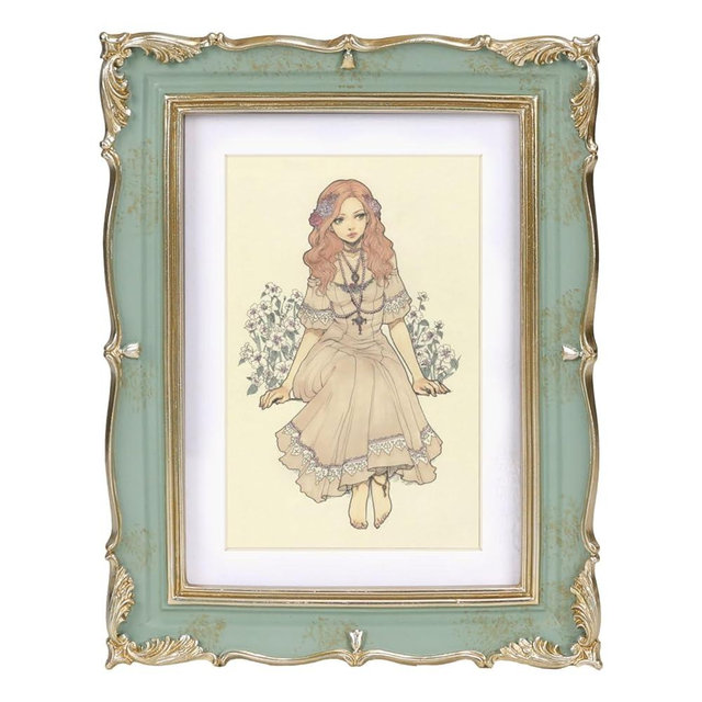PHAREGE Vintage Picture Frame 5x7 Light Green Gold, 5 by 7 Ornate Decorative Antique Frame with Mat for 4x6 Photo, Fancy Matted Frame for Desktop or Wall, Horizontal or Vertical