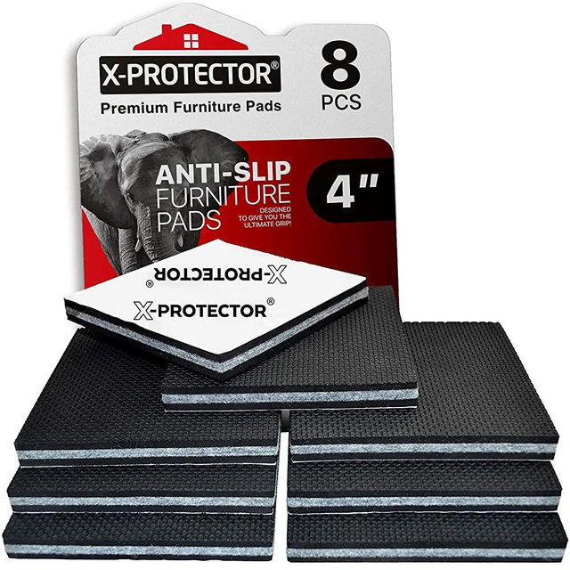 Non Slip Furniture Pads X-Protector 8 pcs 4” Furniture Grippers - SelfAdhesive Anti Slip Furniture Pads For Hardwood Floors - Couch Stoppers – Furniture Floor Protectors. Keeps all Furniture in Place!
