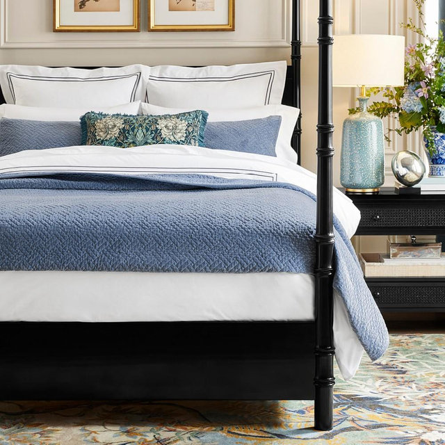 Heritage Lattice Embroidered Velvet Coverlet and Shams