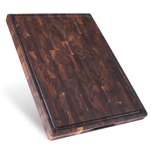 Sonder Los Angeles Large Thick End Grain Walnut Wood Cutting Board with Non-Slip Feet, Juice Groove for Kitchen 20x15x1.5 in (Gift Box Included)