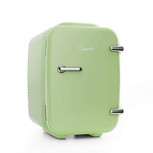 CAYNEL Mini Fridge Cooler and Warmer, (4Liter / 6Can) Portable Compact Personal Fridge, AC/DC Thermoelectric System, 100% Freon-Free Eco Friendly for Home, Office and Car (Light green)