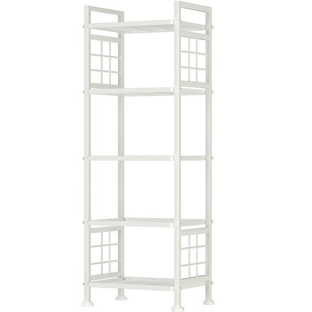 GIOTORENT 5-Wire Standing Storage Shelves, Metal Shelving Unit Pantry Rack for Laundry Kitchen Bathroom Organizer(White)