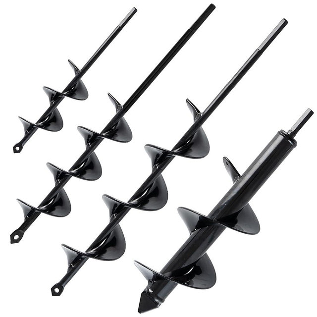 VASGOR Set of 4 (1.6x9, 2x14.5, 2.6x16.5, 3x12) Auger Drill Bit for Planting - Easy Planter Garden Auger - Bulb & Bedding Plant Augers - Posthole Digger for 3/8” Hex Drive Drill