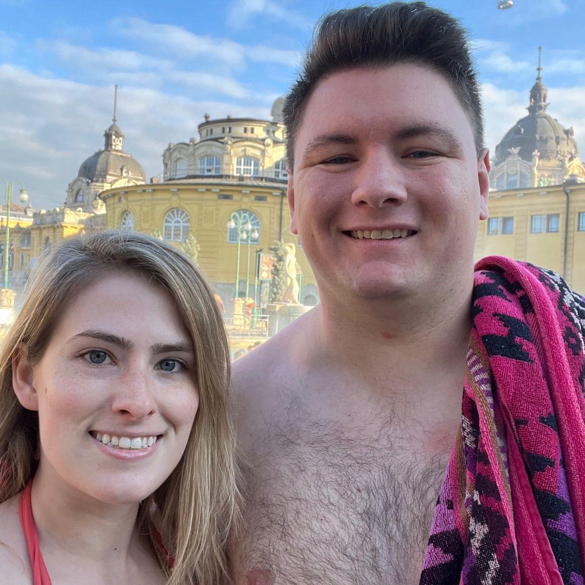 At the Szechenyi Baths in Budapest