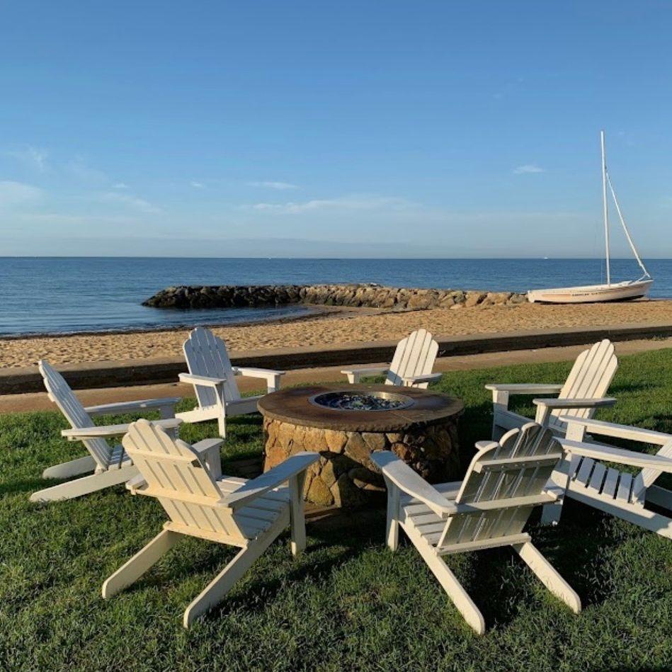 Adirondack Chairs by the fire pit.