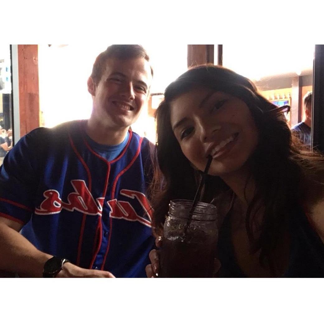 Luke and I watching a Cubs game in a Wrigleyville bar.