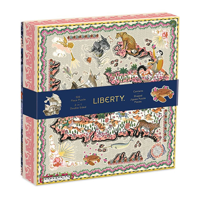 Liberty Maxine 500 Piece Double Sided Puzzle with Shaped Pieces from Galison - Featuring Liberty's Iconic Floral and Graphic Prints and 15 Uniquely Shaped Jigsaw Pieces, 20" x 20", Unique Gift Idea