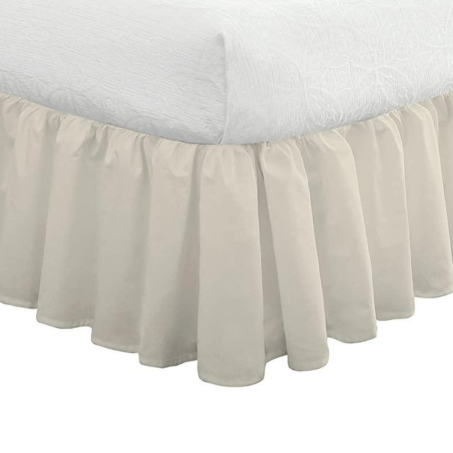 FRESH IDEAS Bedding Ruffled Bedskirt, Classic 14” drop length, Gathered Styling, Queen, Ivory (FRE30114IVOR03)
