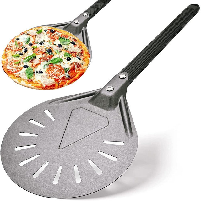 Turning Pizza Peel with 8" Aluminum Round Pizza Paddle,23.6" Overall,Outdoor Pizza Oven Accessories by RTT