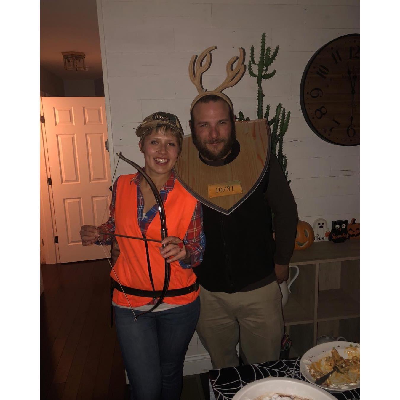 Our first Halloween together....a hunter and her trophy buck!