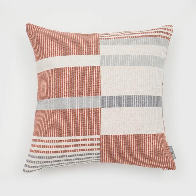 18"x18" Olov Striped Chenille Woven Square Throw Pillow Copper - Evergrace