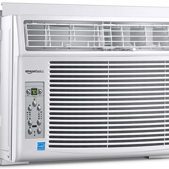 Amazon Basics Window-Mounted Air Conditioner with Remote - Cools 250 Square Feet, 6000 BTU, Energy Star, Energy Star