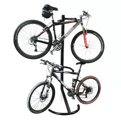 Leisure Sports 1107 Leisure Sports Gravity Bike Stand Bicycle Rack for Storage or Display Holds Two Bicycles But Takes Up Half The Space