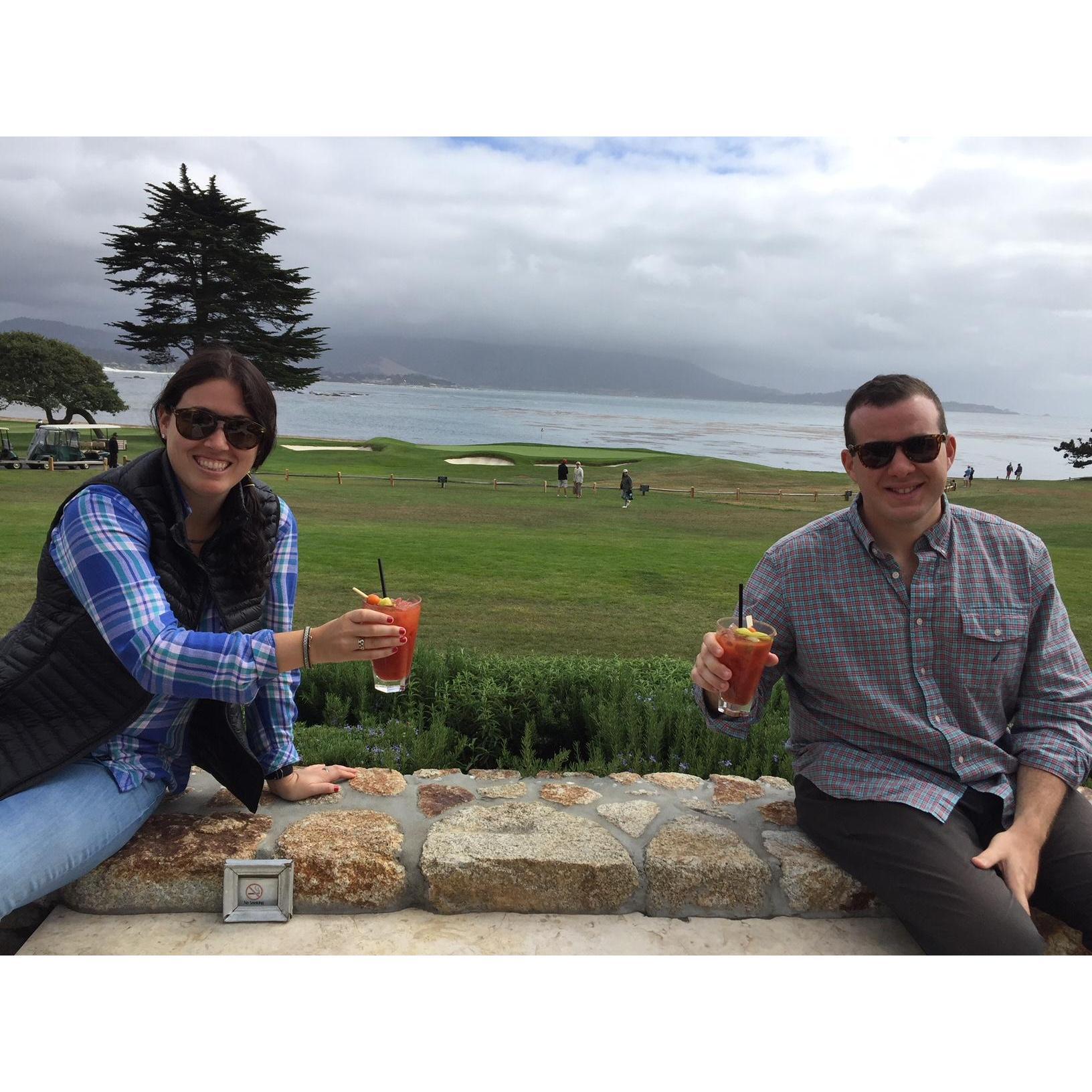 Bloody Mary's on the 18th hole at Pebble Beach...we don't golf.