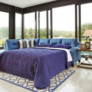 Ashley Furniture Kirwin Nuvella Blue RAF Queen Sofa Sleeper with Chaise