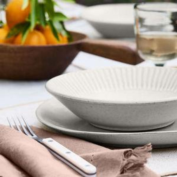 Carmel Ceramic Pasta Bowl with Exterior Ridges by Gaby Dalkin + Reviews | Crate & Barrel