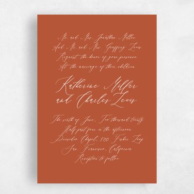 Rust, Orange Wedding Invitation - Violin Portrait