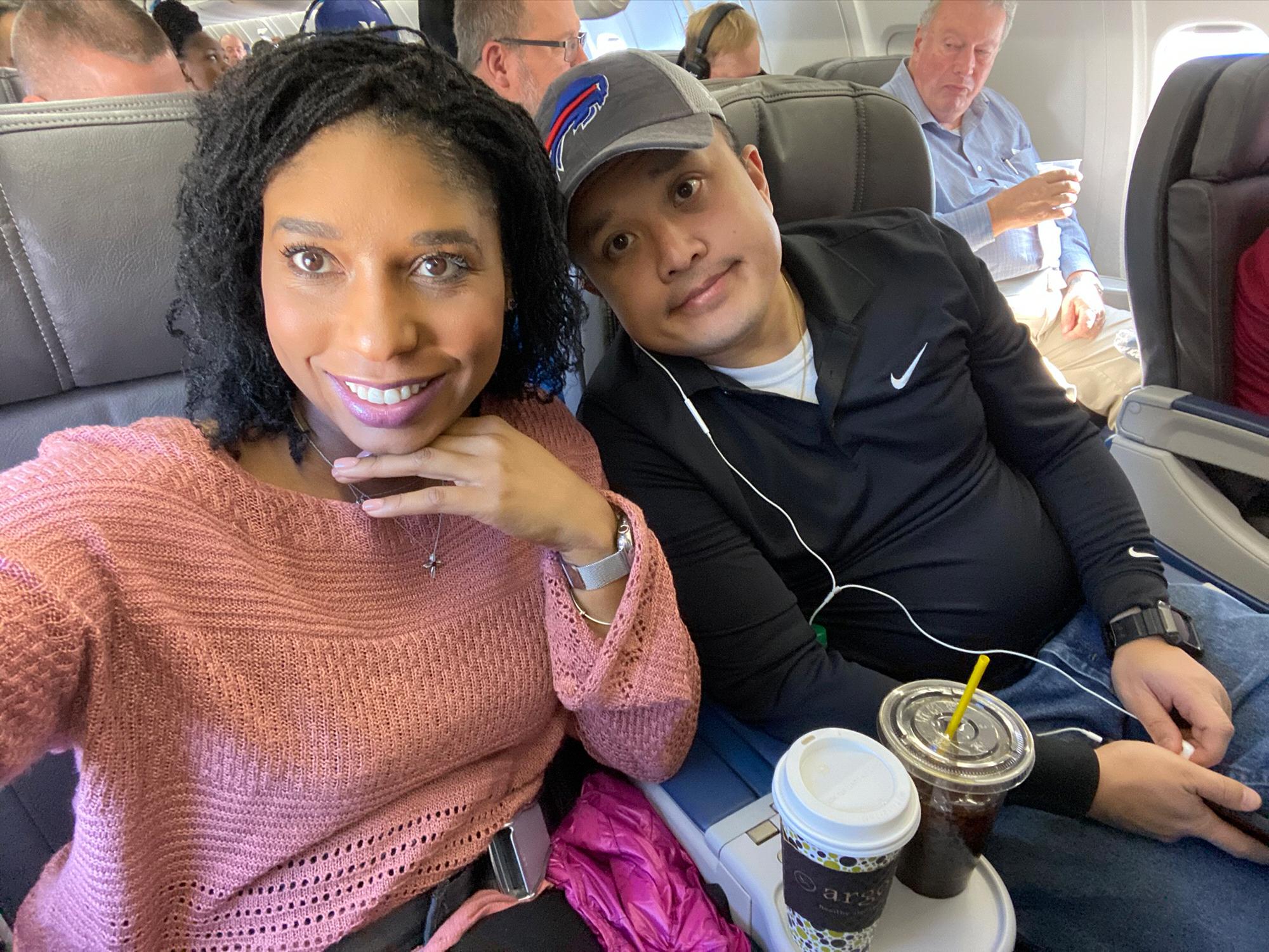 On the way to New York to visit Trung's family!