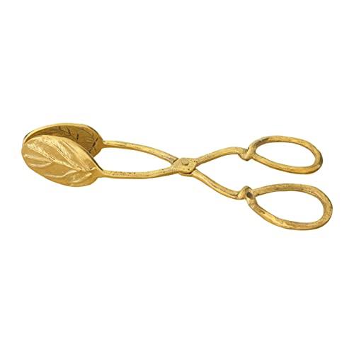 Creative Co-op Embossed Leaf Shaped Tongs, Gold