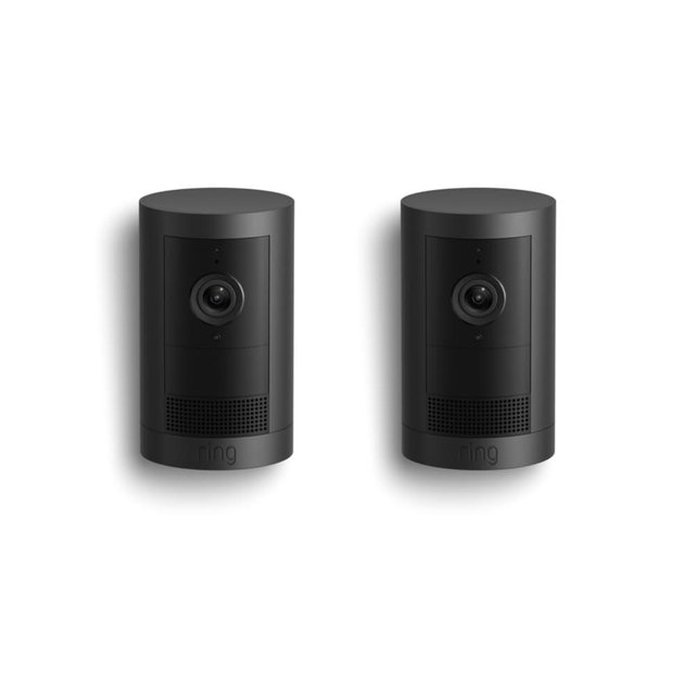 Introducing Ring Outdoor Cam Plus, Battery — 2K Video with Ring Vision, Low-Light Sight for full-color night vision, Mount-Anywhere Versatility, 2-Pack, Black
