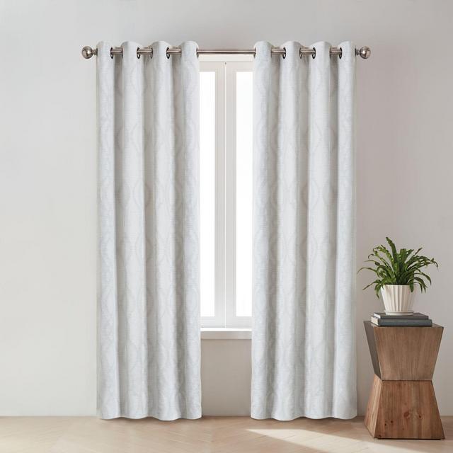 O&O by Olivia & Oliver™ Zander Geo 108-Inch Grommet Window Curtain Panel in White
