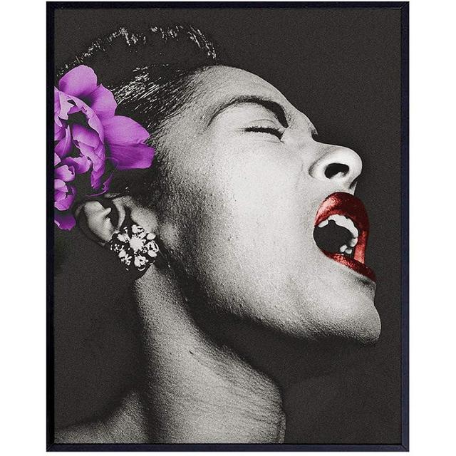 Billie Holiday Poster - African American Wall Art - Black Wall Decor - Gift for Singer, Performer, Black History - 8x10 Wall Art for Bedroom, Living Room, Jazz Music Studio - Lady Sings the Blues