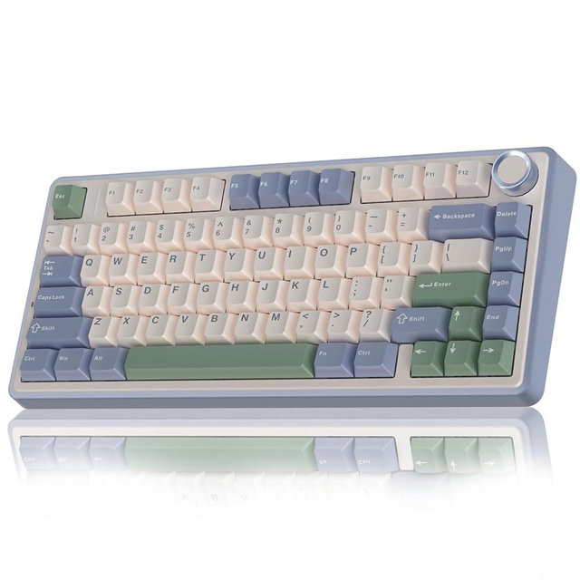 AULA F75 75% Wireless Mechanical Keyboard,Gasket Hot Swappable Custom Keyboard,Pre-lubed Reaper Switches RGB Backlit Gaming Keyboard,2.4GHz/Type-C/BT5.0 Mechanical Keyboard (White & Green)