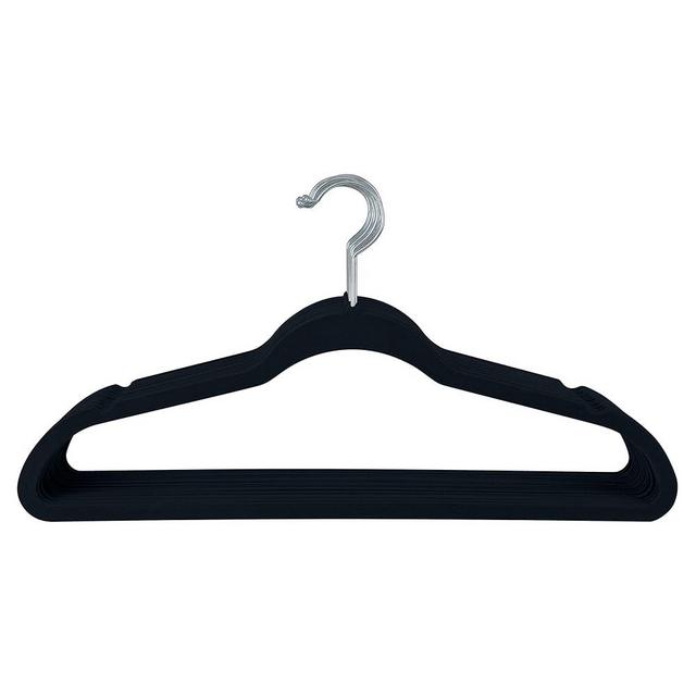 Simplify 10 Super Slim Velvet Huggable Hangers in Black