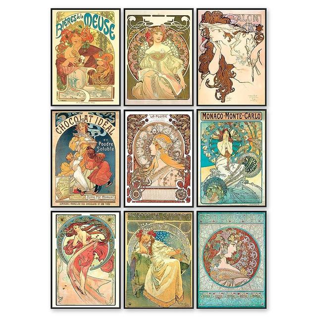97 Decor Alphonse Mucha Art Print - Art Nouveau Decor, Alfons Mucha Poster, Art Deco Wall Art, Vintage French Nouveau Advertisement Painting, Fine Art Posters for Bedroom Decorations (7x10 UNFRAMED)
