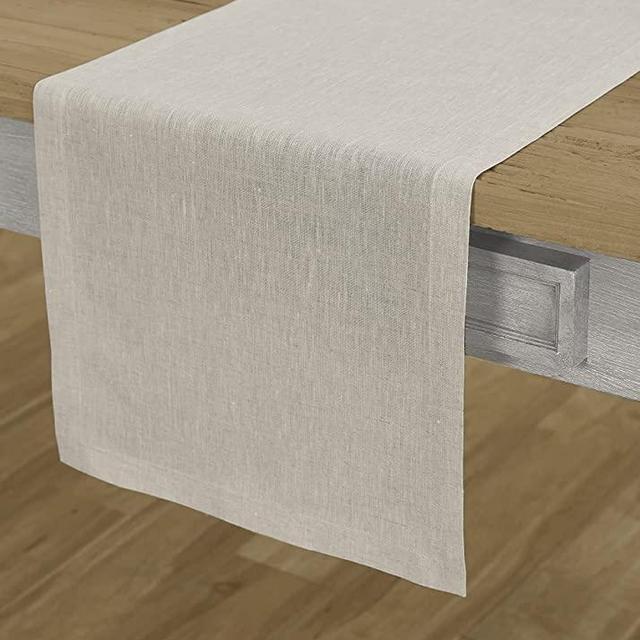 Solino Home Linen Table Runner Light Natural – 100% Pure Linen 14 x 60 Inch Table Runner for Fall, Thanksgiving, Christmas, Holiday – Athena, Handcrafted from European Flax