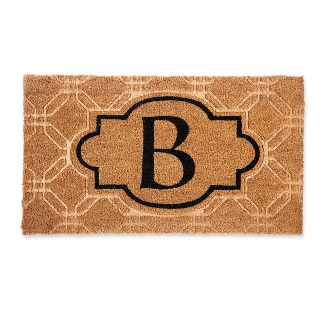Evergreen Embossed Flocked Monogram Letter "B" Door Mat Insert in Black