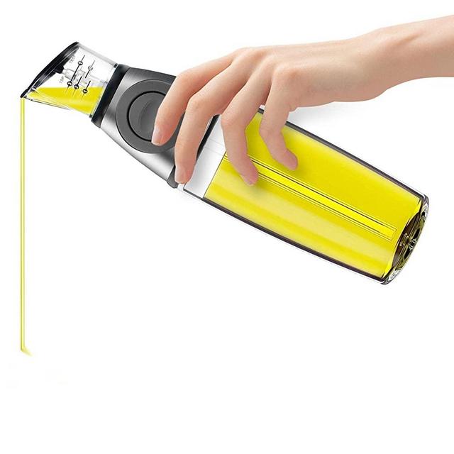 Aawerzhonda Oil Dispenser Vinegar Glass Bottle Olive Oil Bottling Clear Glass Oil Pot Oil Container with Measurement Scale,for Kitchen, Cooking, Salad or BBQ,500ml
