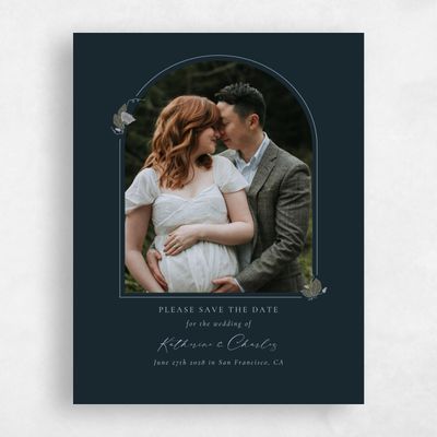 Darkest Teal, Blue Wedding Save the Date - Bennett Photo