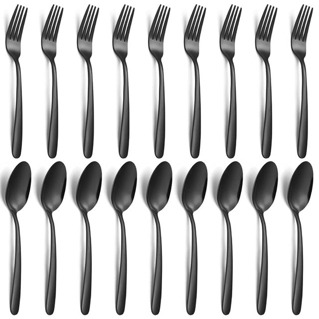 24-piece Forks and Spoons Silverware Set, Unokit Food Grade Stainless Steel Flatware Cutlery Set for Home, Kitchen and Restaurant, 12 Dinner Forks and 12 Dinner Spoons, Mirror Polished&Dishwasher Safe