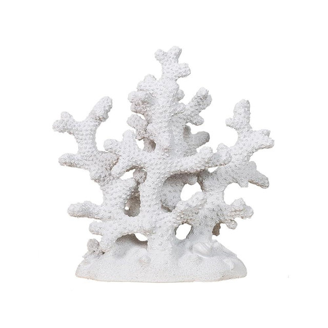 Elegondrar 7.1" H White Coral Decor, Resin Statue, Nautical Decorations for Home, Bedroom, Bathroom, Living Room, Beach/Coastal/Ocean Themed Cabinet Shelf Tabletop Decor