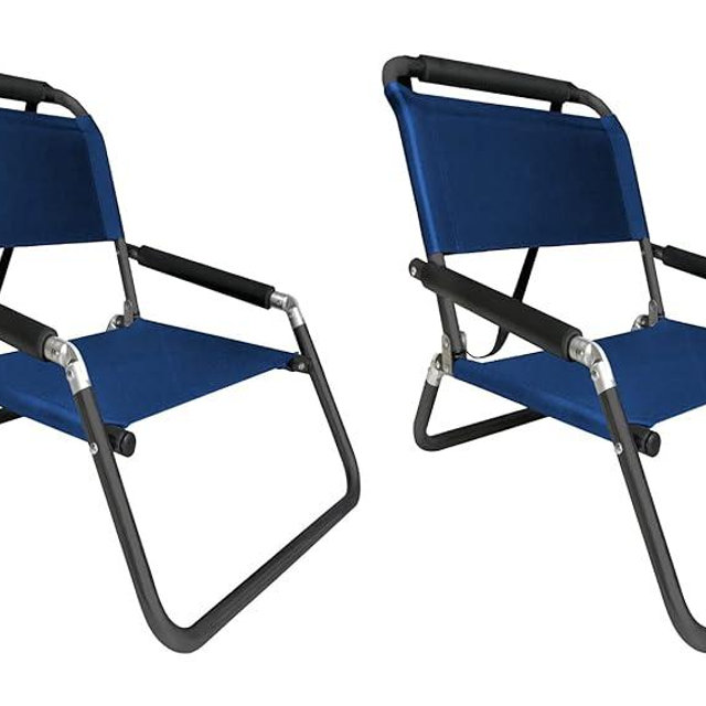 2 Pack of Neso XL Beach Chairs, Extra Large, Water Resistant with Shoulder Strap and Slip Pocket - Folds Thin (Navy)