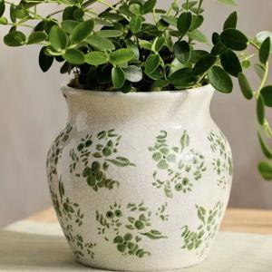 Green Chinoiserie Terracotta Jar Planter
