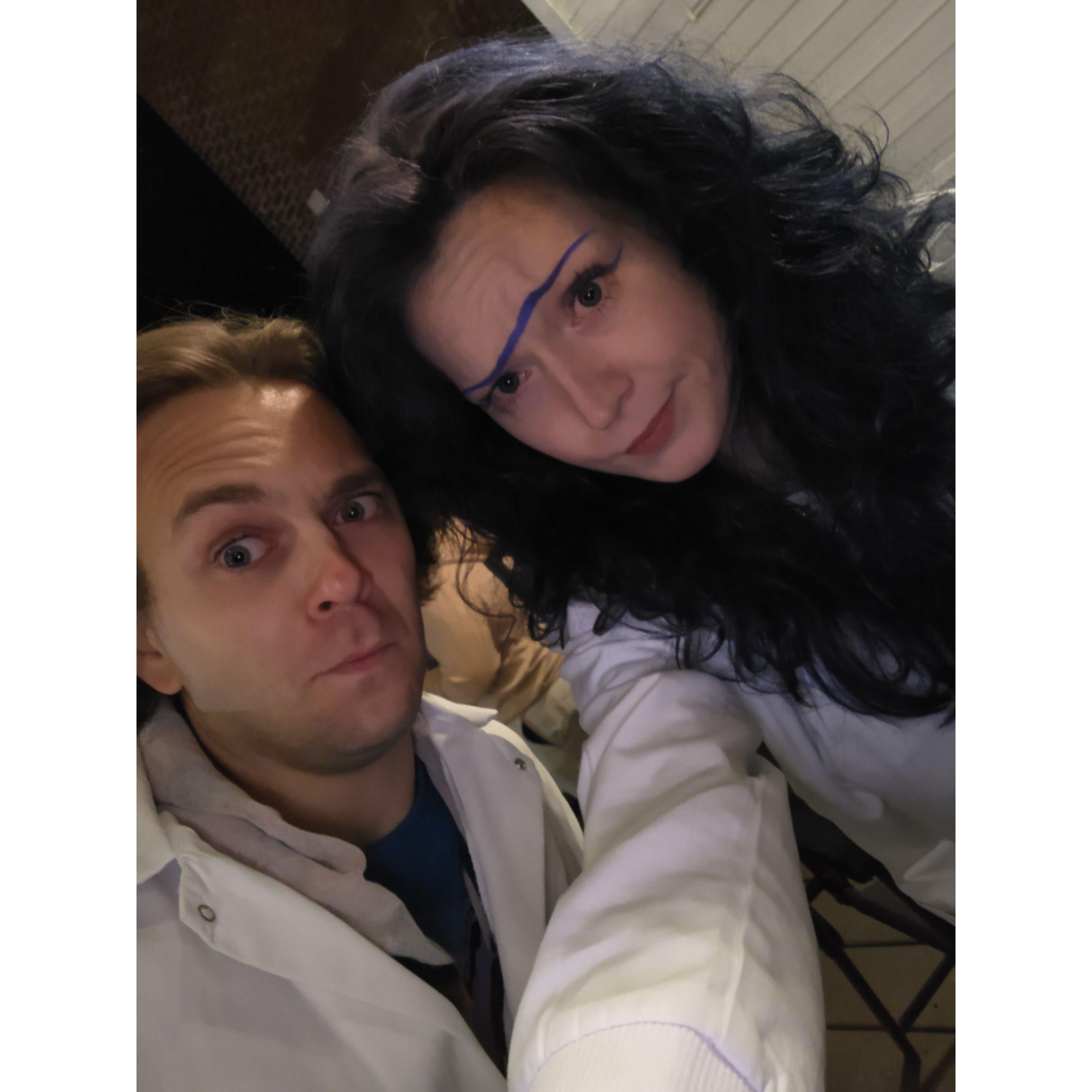Joe as Doc from Back to the Future & V. as Rick from Rick & Morty, Halloween 2022