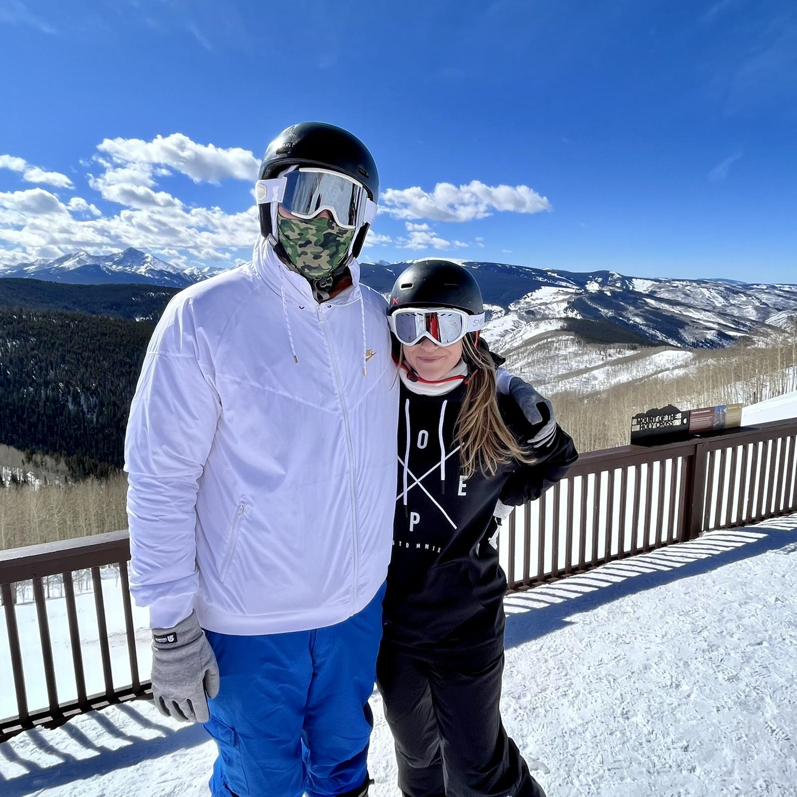 Skiing and boarding on the highest point in Vail.